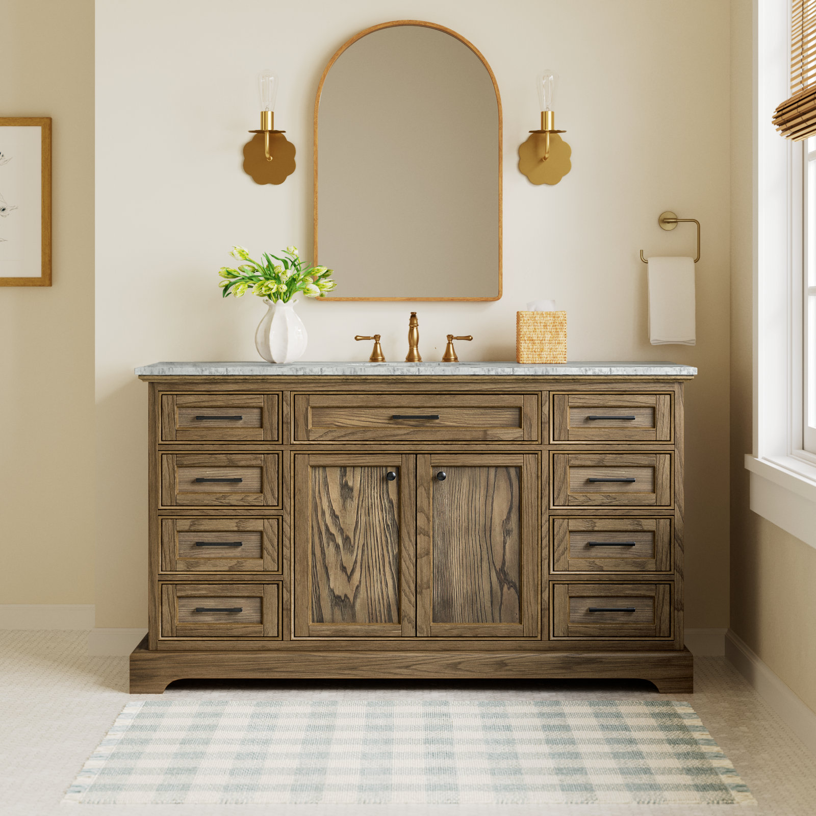 Hermes 60'' Single Bathroom Vanity, Dark Brown