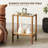 Bamworld Rattan Side Table Living Room Glasstop Night Stand Boho End Table 2-Tier With Storage Mid Century Modern Bedside Table For Small Spaces Narrow Coffee Table Bamboo