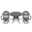 L'ensemble de salle à manger en aluminium coulé Allweather comprend des chaises pivotantes et une table ronde de 39,37 po avec un cadre noir-1205932871