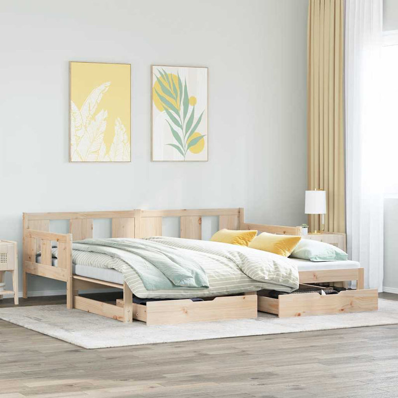 Daybed With Drawers Without Mattress Solid Wood, 181 x 193.5 cm