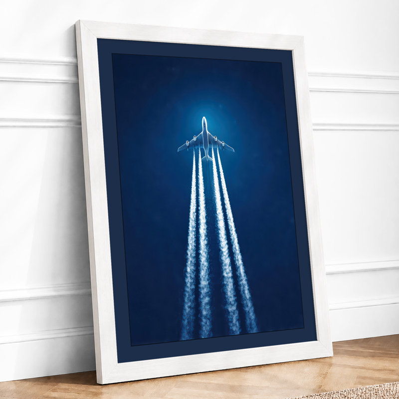 Ascending Through Blue Modern 1 Piece Single Picture Frame Wall Art, A4 - 29.7 x 21.0 cm, White