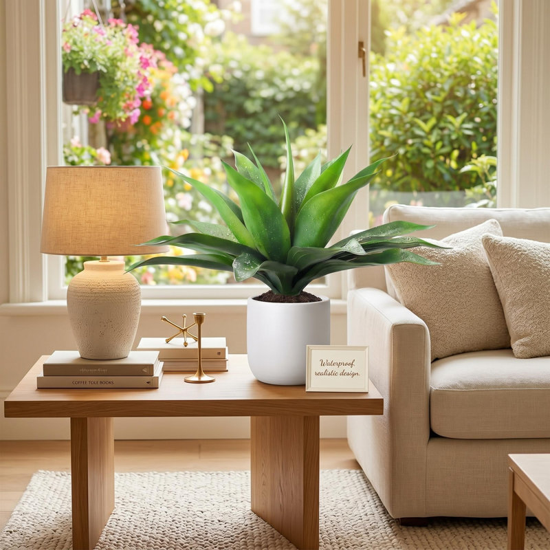 Ensemble de 2 grandes plantes artificielles en agave sans pot pour la décoration intérieure et extérieure, 20 po x 22 po