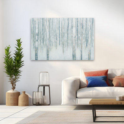 Abstrait et bouleaux en hiver, art bleu gris