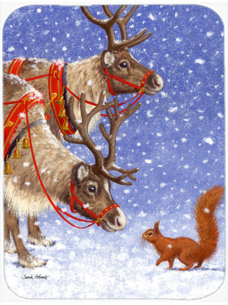Caroline's Treasures Reindeer and Squirrel Glass Cutting Board