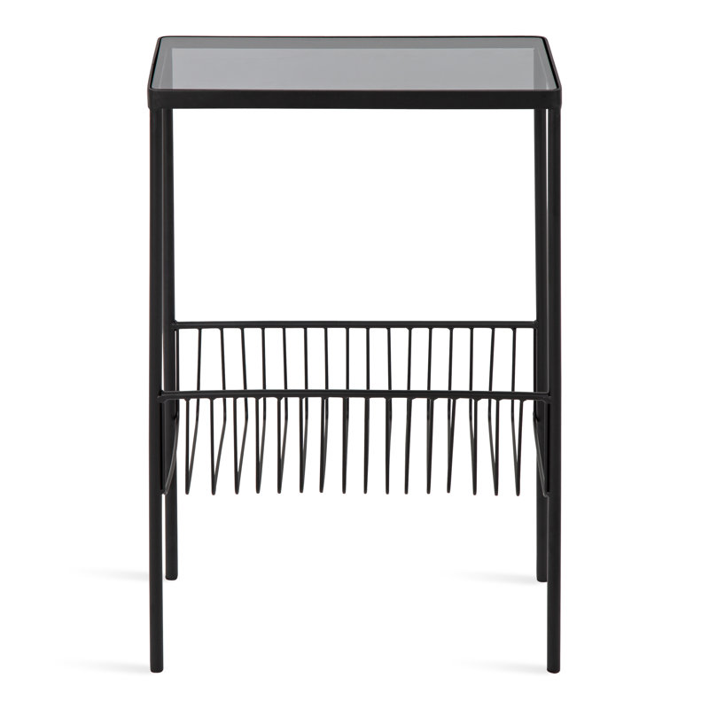 Table de bout en verre Dorman, Noir