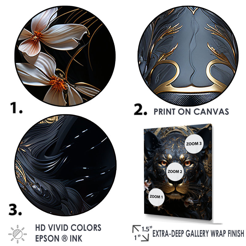 Golden Panther Majesty I, Cadre flottant noir, H 32 po x l 24 po