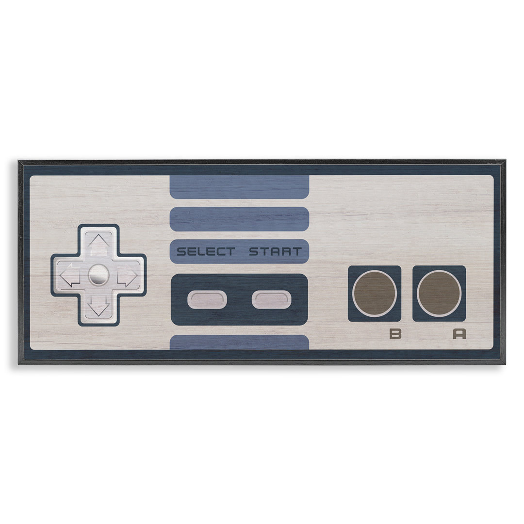Vintage Video Game Entertainment System Classic Controller Blue Oversized Stretched Canvas Wall Art By Daphne Polselli Stupell Industries Frame 