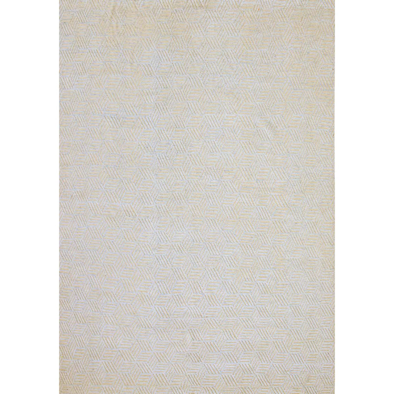 Wool Area Rug in White, Rectangle 6' x 9'