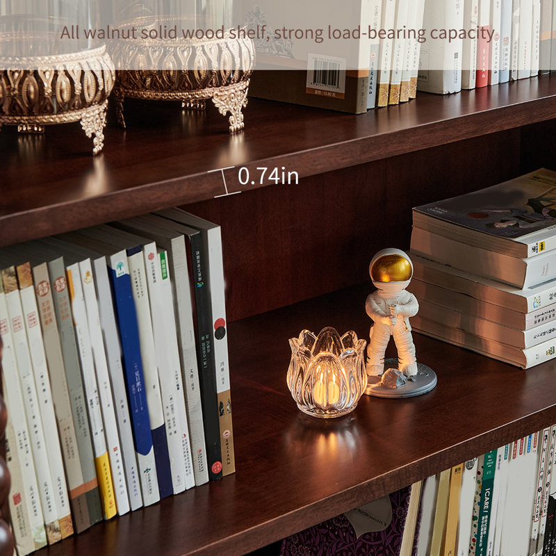 Bibliothèques rétro en bois massif noyer, (4 tablettes) H 53,9 po x l 29,9 po x P 15,7 po