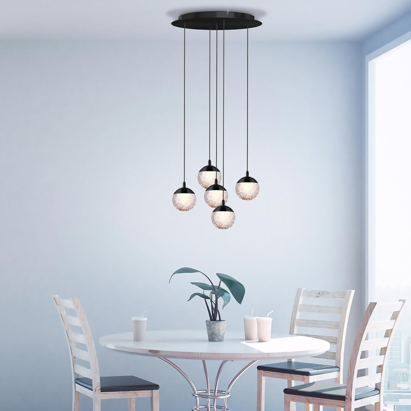 Heatherly 5 - Light Cluster Pendant, Black