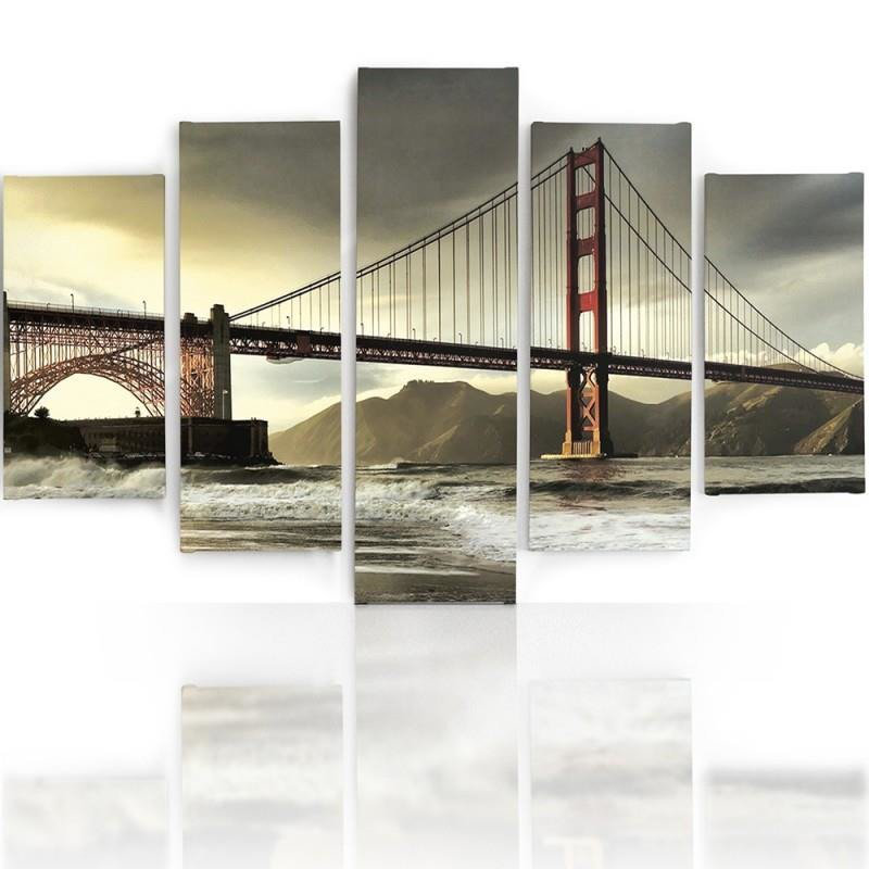 Golden Gate Bridge - 5 Piece No Frame Set on Canvas