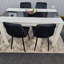 Dining Table Wooden White And Black Table Tufted Velvet Grey Or Black Chairs Set-1729300278