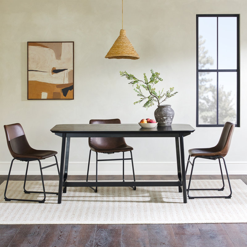 Marrisha 59.5" Trestle Dining Table, Black Ash