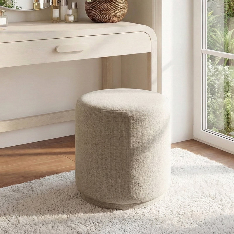18.5" Round Swivel Vanity Stool, Oatmeal