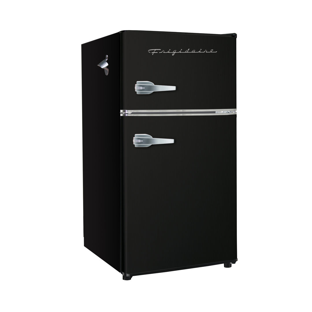 FRIGIDAIRE Retro 2-Door Compact Fridge Freezer Combo, 3.1 Cu. Ft., Stainless Steel, Built-in Bottle Opener Frigidaire 