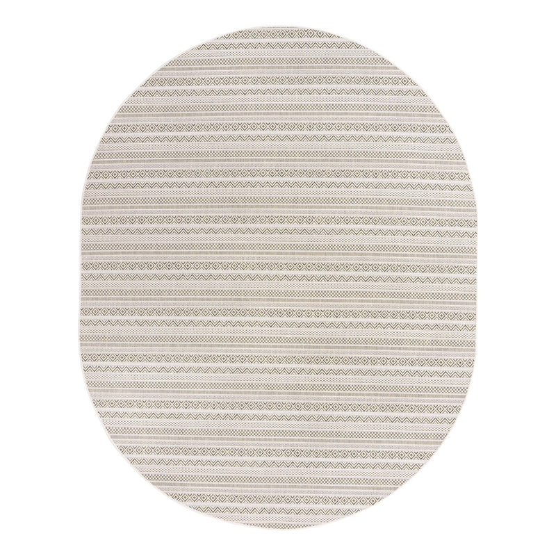 Striped Indoor / Outdoor Rug, Oval 7'10" x 10'