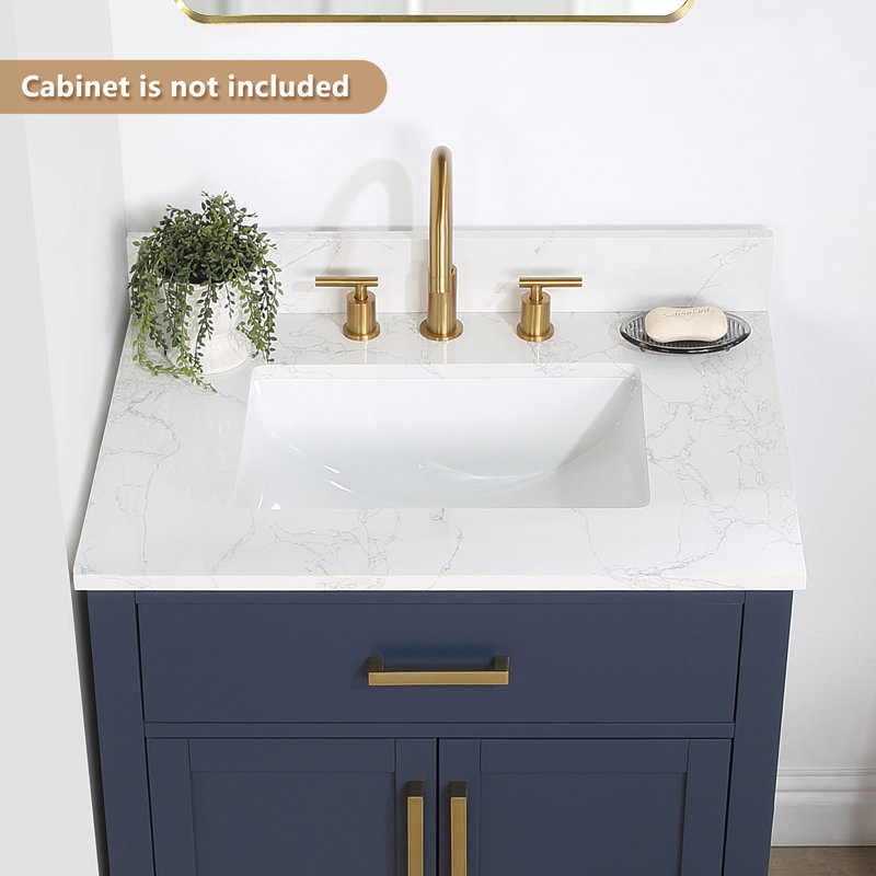 Ceres 31" White Engineered Stone Vanity Top with Undermount Sink