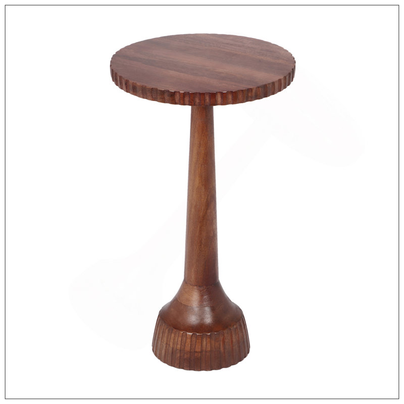Table de bout ronde en bois de manguier, miel