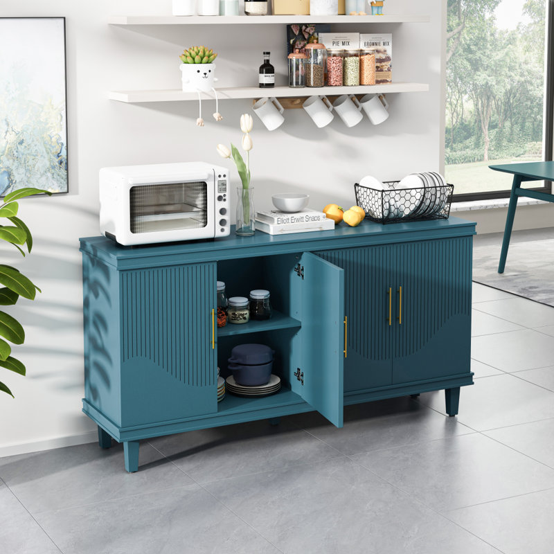 Grande armoire à 4 portes, Bleu, H 32,28 po x l 59,84 po x P 15,75 po