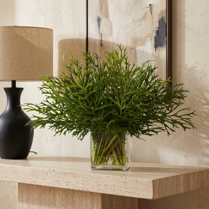 19 " H Faux Fern Plant in Glass Vase