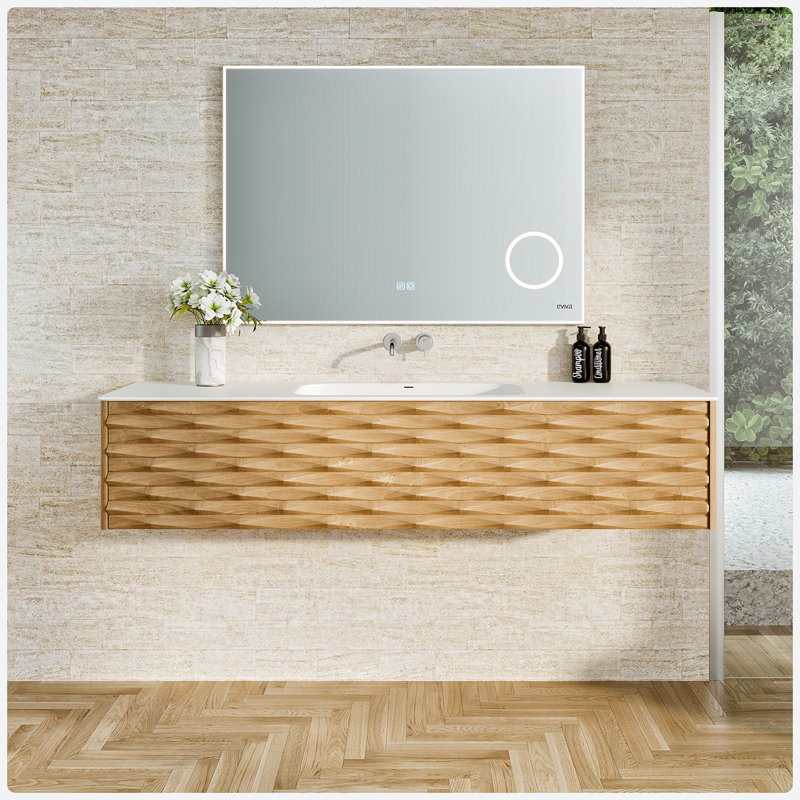 Meuble-lavabo mural simple 55 po avec comptoir à surface solide Tamarick