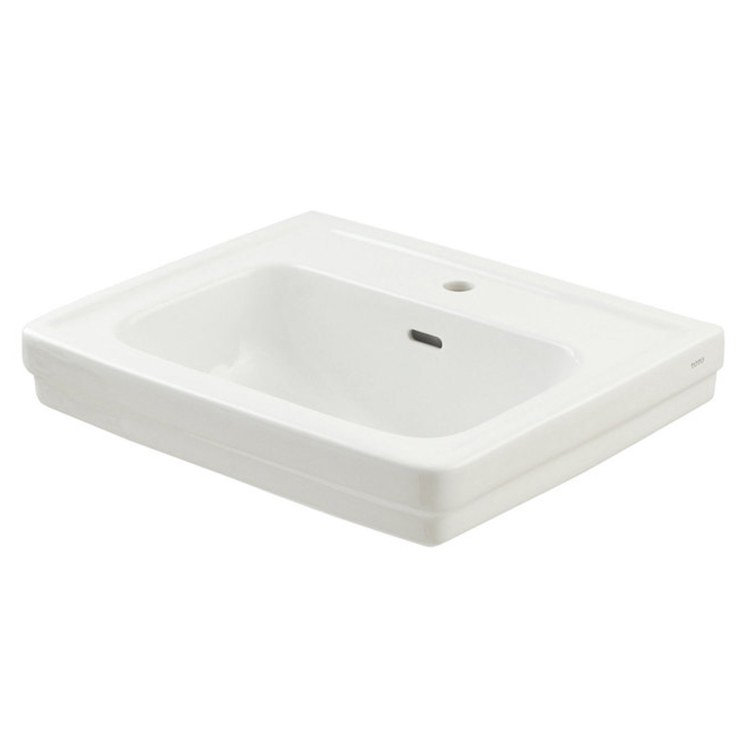 Promenade Vitreous China 24" Pedestal Bathroom Sink with Overflow, Cotton, Single Hole