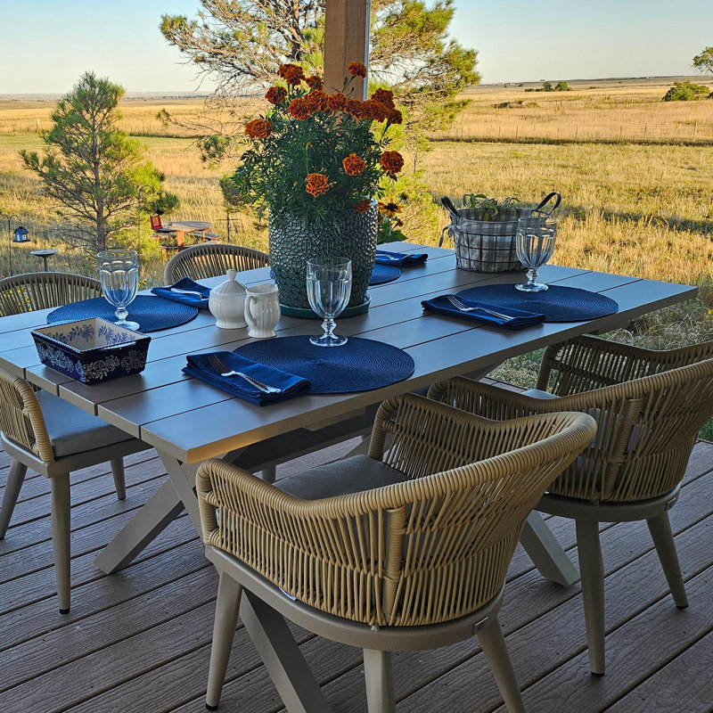 6 - Person Patio Dining Set with Rectangular Table , Cushions Included