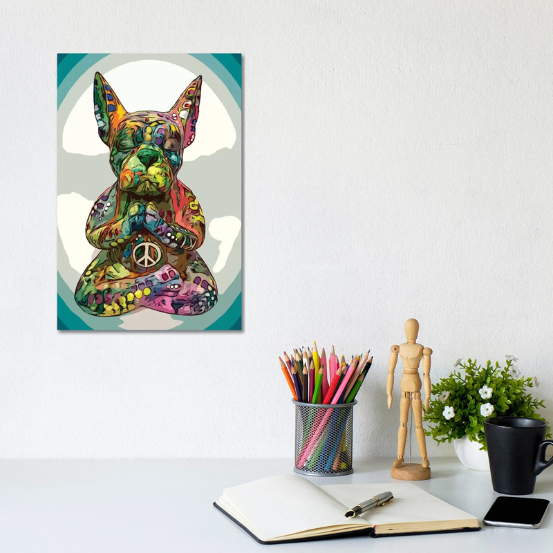 French Buddha Bulldog by Dean Russo - Wrapped Canvas Print, 20.32 cm H x 30.48 cm W