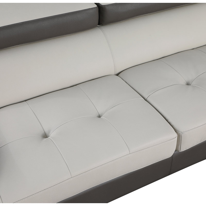 Armes Upholstered L-Shaped Sectional Left Hand Facing, Left Hand Facing, Two Tone Gray Faux Leather