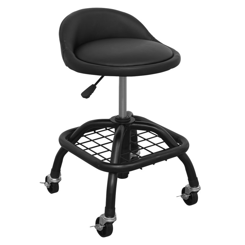 Backed Adjustable Height Industrial Stool