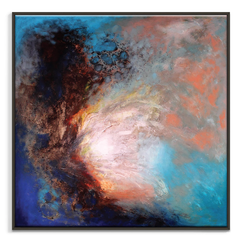 Release II 1 Piece Painting on Canvas, 76cm H x 76cm W, Black Floater Frame