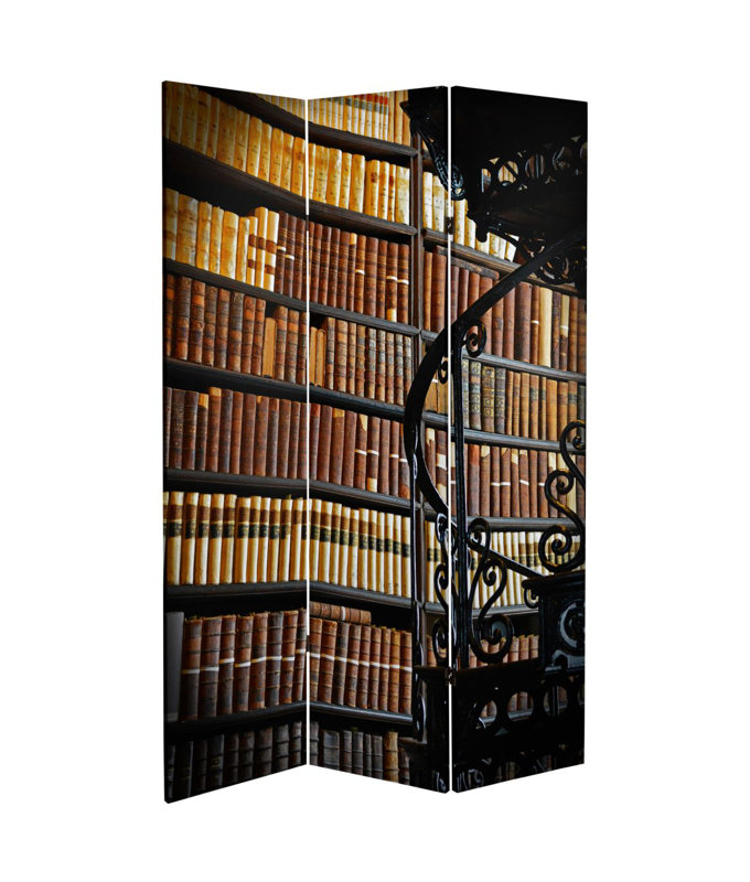 71" x 38.75" Tall Double Sided Library Canvas 3 Panel Room Divider