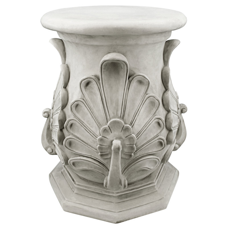 Antique Stone Finish Peacock Pedestal Table