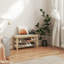 Banc à chaussures en bambou, banc d'entrée à 3 niveaux avec rangement et coussin, range-chaussures pour entrée, couloir, peut supporter jusqu'à 331 lb, 35,4 po x 11,4 po x 19,3 po, blanc crème