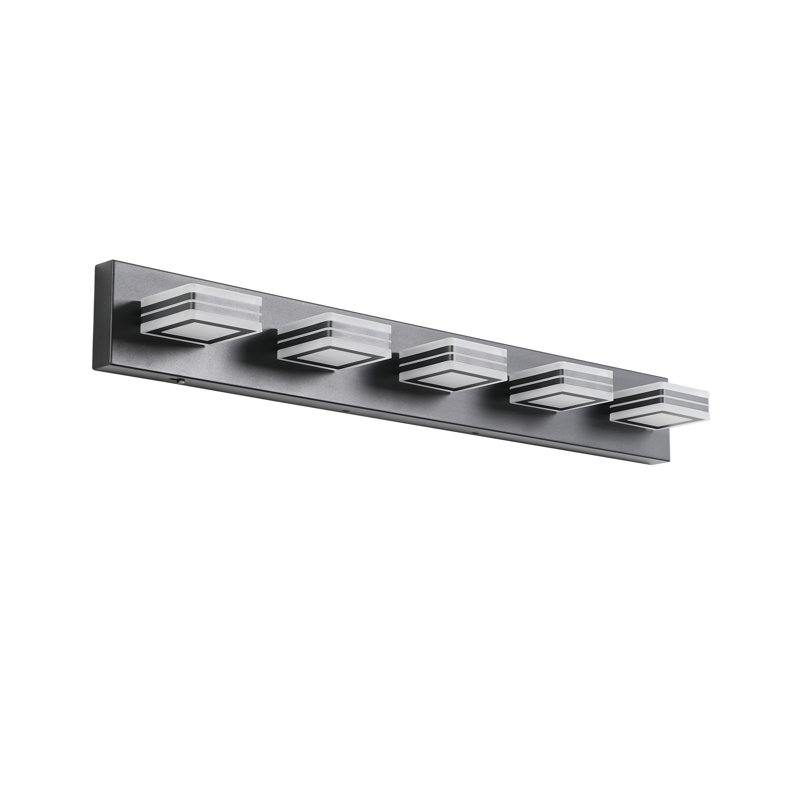 Luminaire de salle de bain moderne à DEL 34 po - 5 lumières à intensité variable avec abat-jour en acrylique pour éclairage de miroir