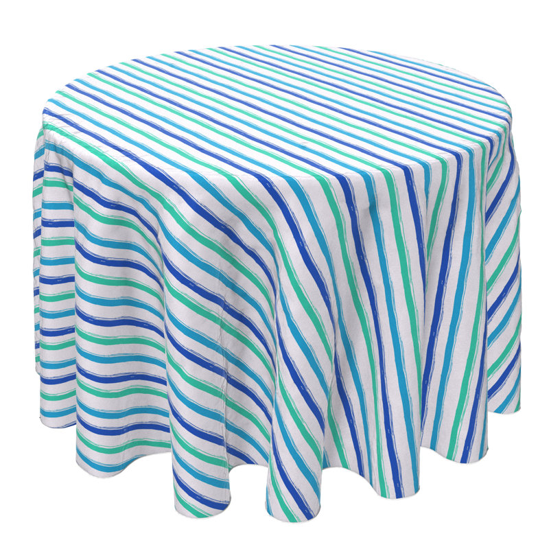 Round Striped Cotton Twill Tablecloth
