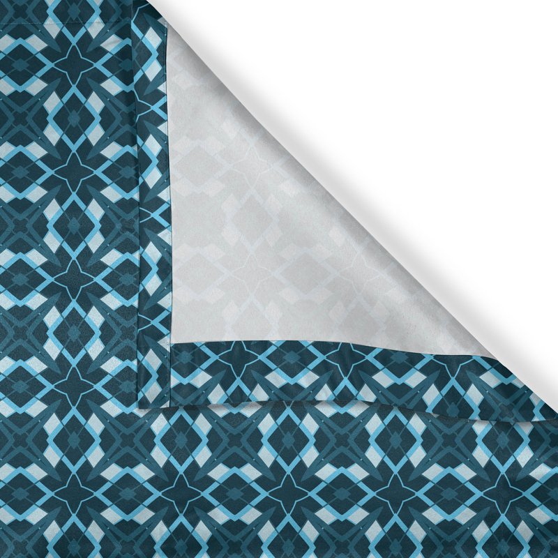 Rideau décoratif à 2 panneaux avec œillets East Urban Home Retro, 50 po, bleu foncé / bleu pâle, L 50 po x L 108 po