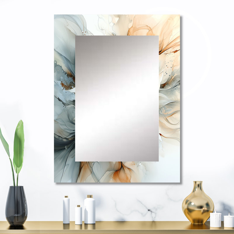 «Modern Twist Of Dahlia Flower III - Dahlia Miroir mural décoratif, miroir traditionnel, impression sur métal, 32 po x 24 po