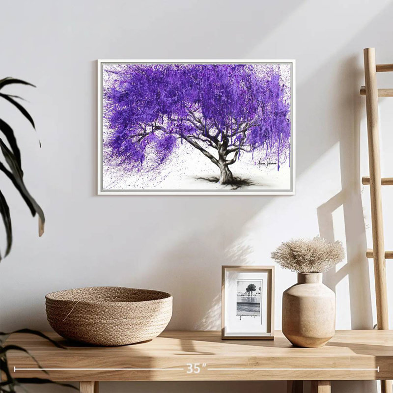 Rendez-vous au Jacaranda, 19 po x 13 po, Cadre flottant blanc