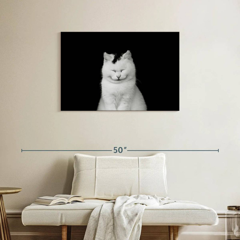 Brampt Delighted White Cat, 24" H x 36" W