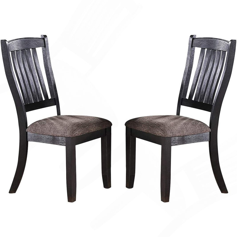 Ensemble de salle à manger en bois foncé classique avec 2 chaises d'appoint rembourrées en tissu