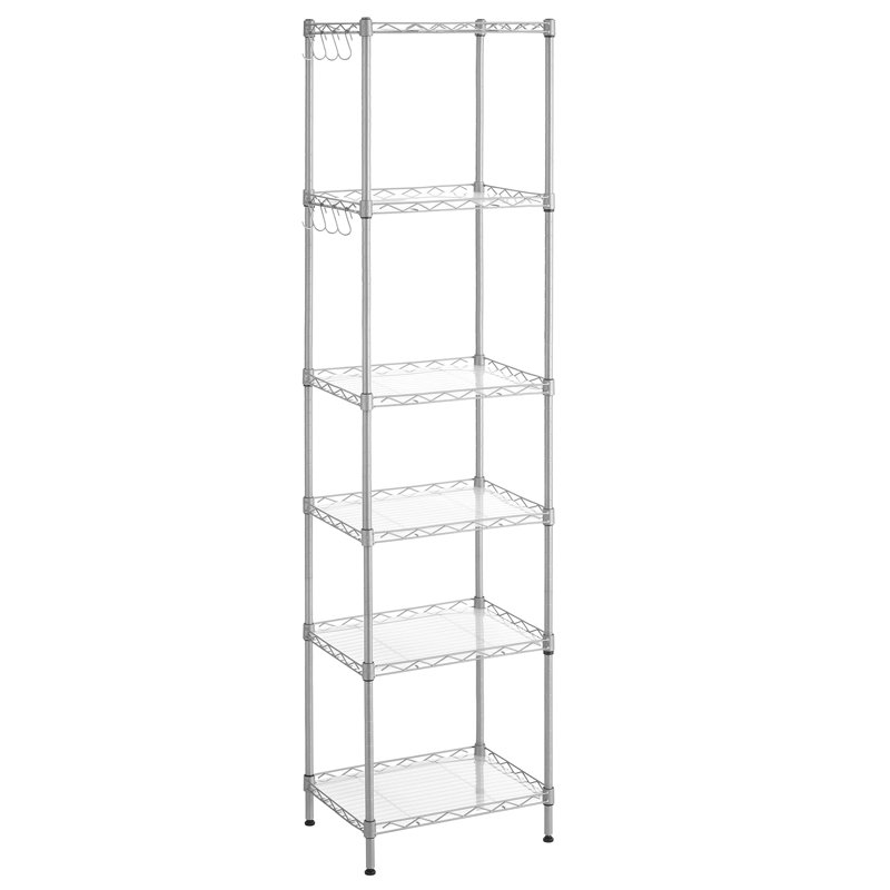 40cm W Metal Shelving Unit, Silver