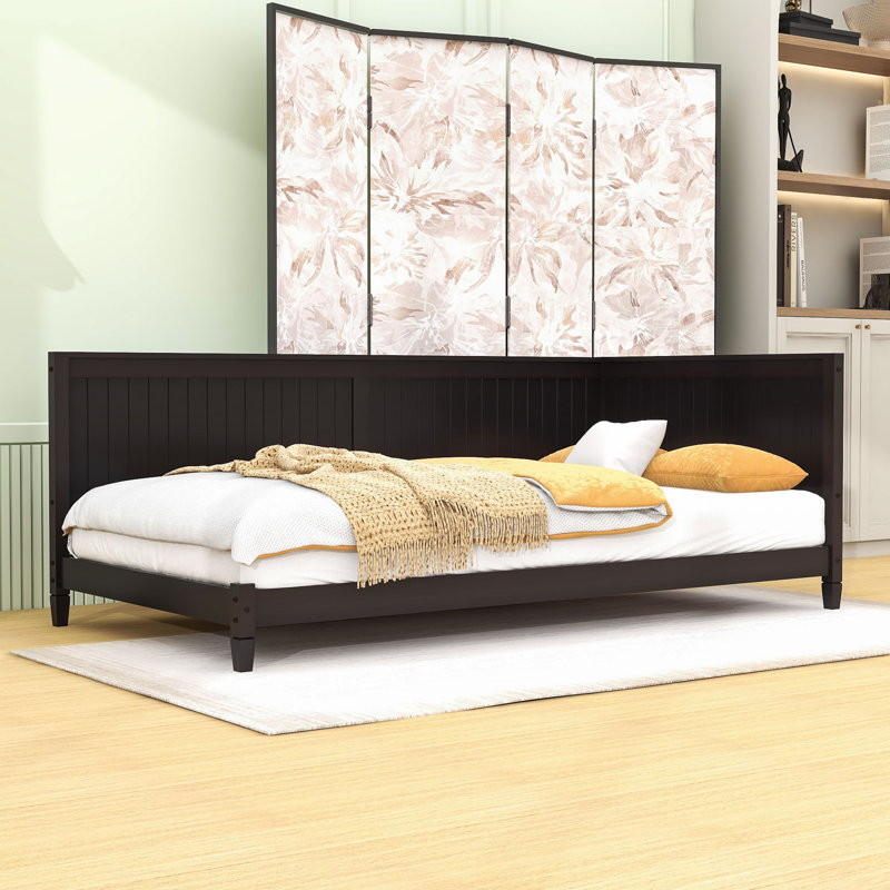 Twin Size Wood Daybed with Slats and Legs, Espresso