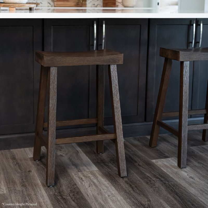 Maven Lane Vincent Wooden Kitchen Stool, Antiqued Brown, Bar Stool ( 31" Seat Height )