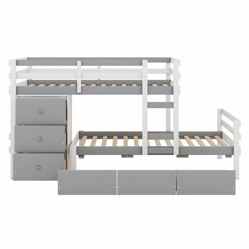 Loft Bunk Bed With Drawers And Ladder, Grey