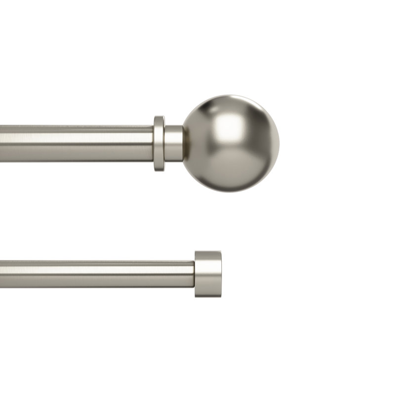 BOLAS Nickel Adjustable 1'' Double Curtain Rod, 72" - 144"