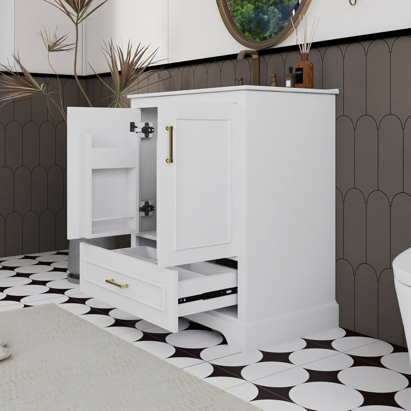 Ensemble de meuble-lavabo autoportant 30 po avec comptoir en céramique 30 po, 30", Blanc
