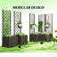Lit de jardin surélevé brun en rotin avec arrosage et treillis, jardinière modulaire en PP avec minuterie d'arrosage automatique pour plantes grimpantes et fleurs
