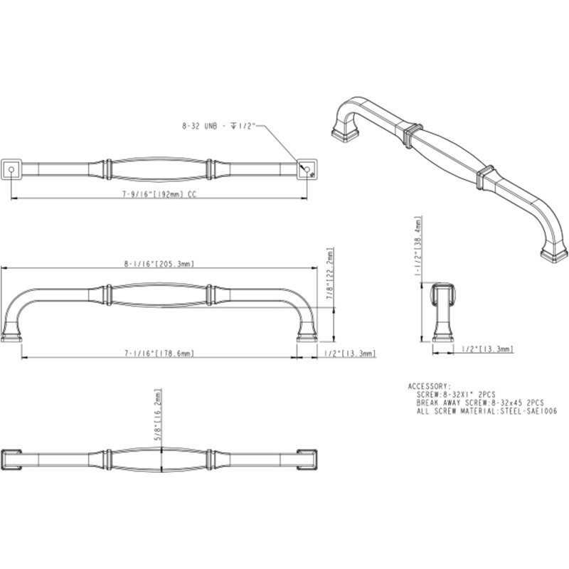 Arch Pull, Satin Bronze