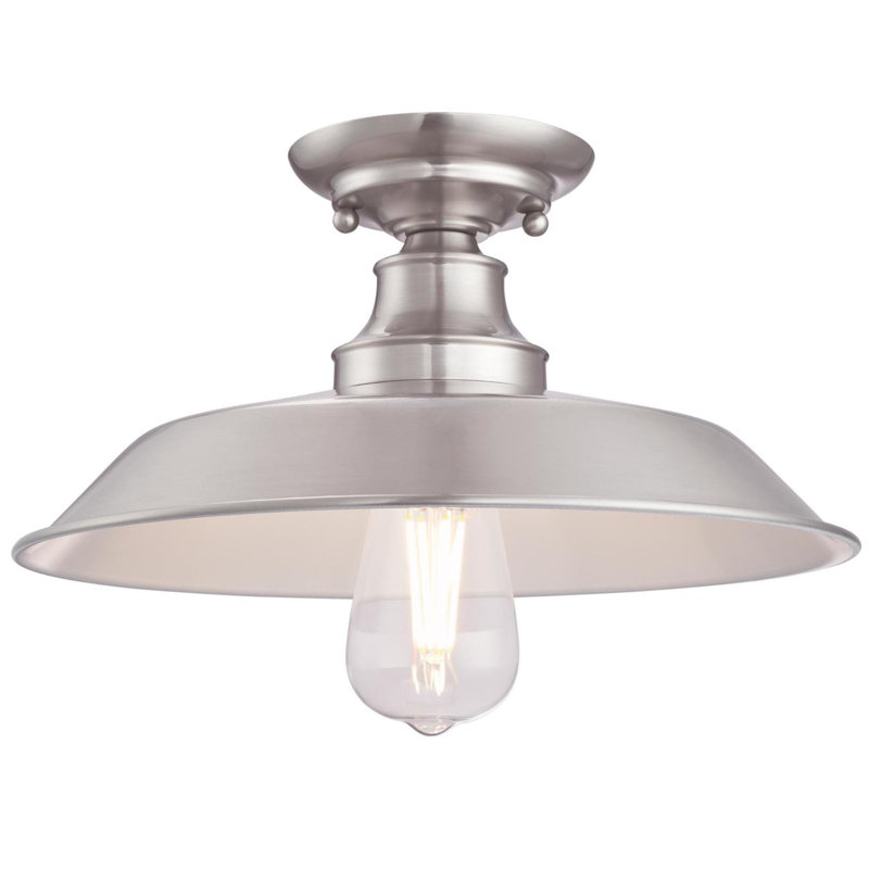Plafonnier encastré 1 lumière 12 po Capirano, Nickel brossé